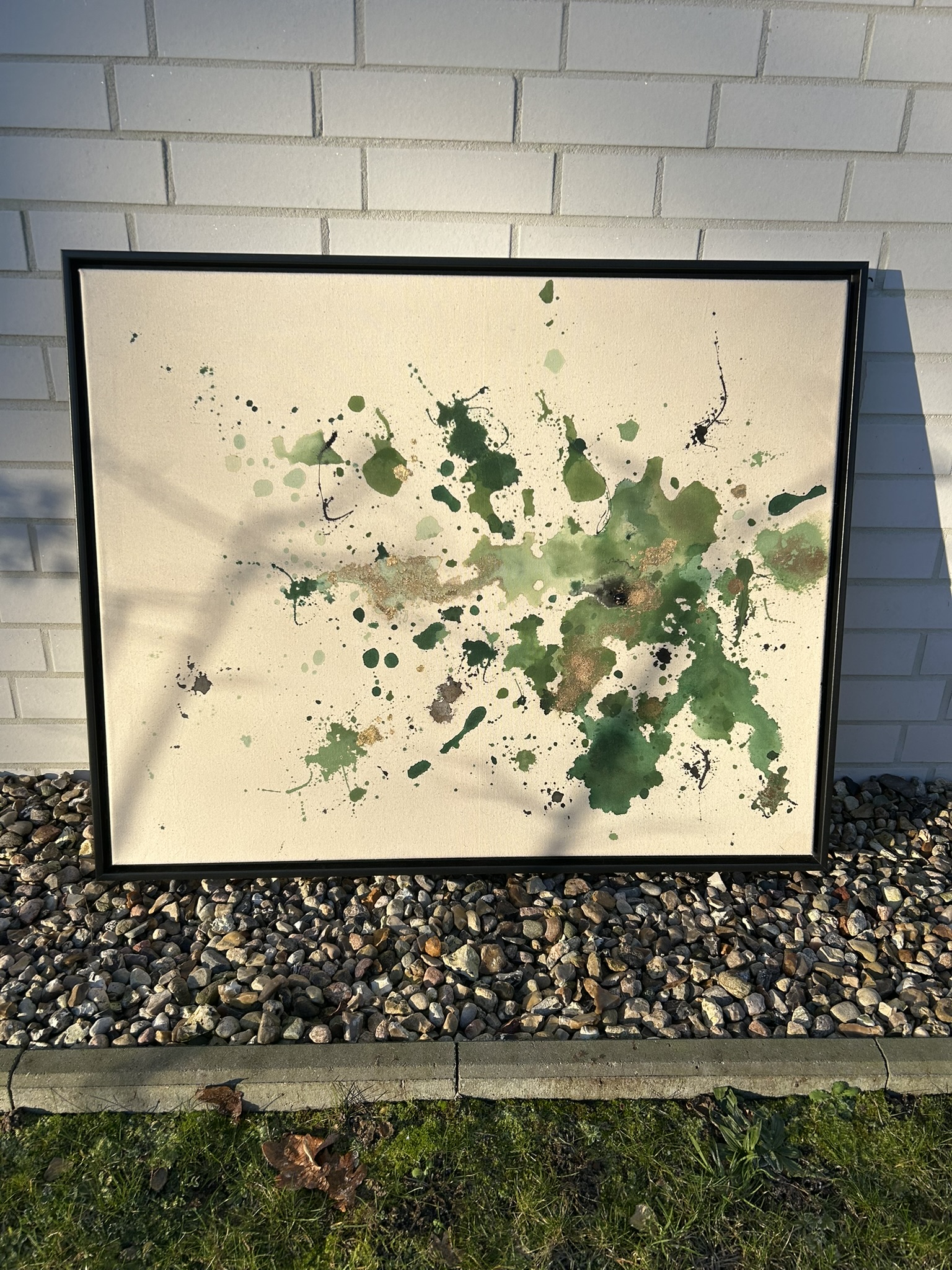 Waldbaden, 2024, Acryl und Gold auf roher Baumwollleinwand, Ansicht 4